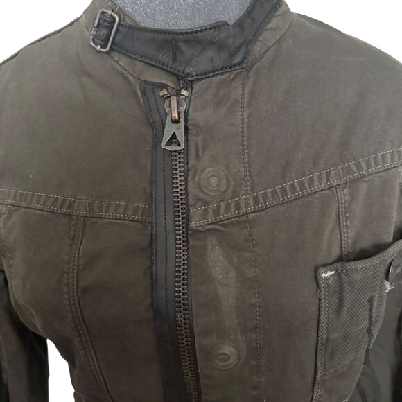 G Star Womens Olive Military Style Jacket With Stand Collar & Zipper Closure - Picture 2 of 8